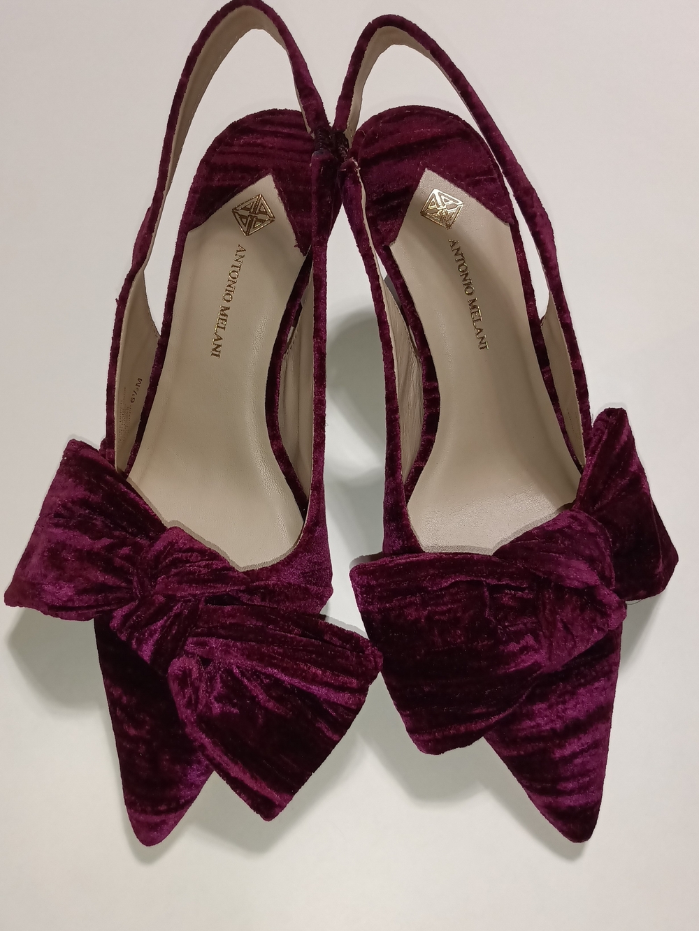 ANTONIO MELANI Lenore Velvet Bow Detail Slingback Pumps Size 6.5 - Picture 3 of 10